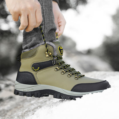 Boots Hiking Lace-up Shoes Winter Snow Boots Men Warm Plush Ankle Boots Hiking Lace-up Shoes