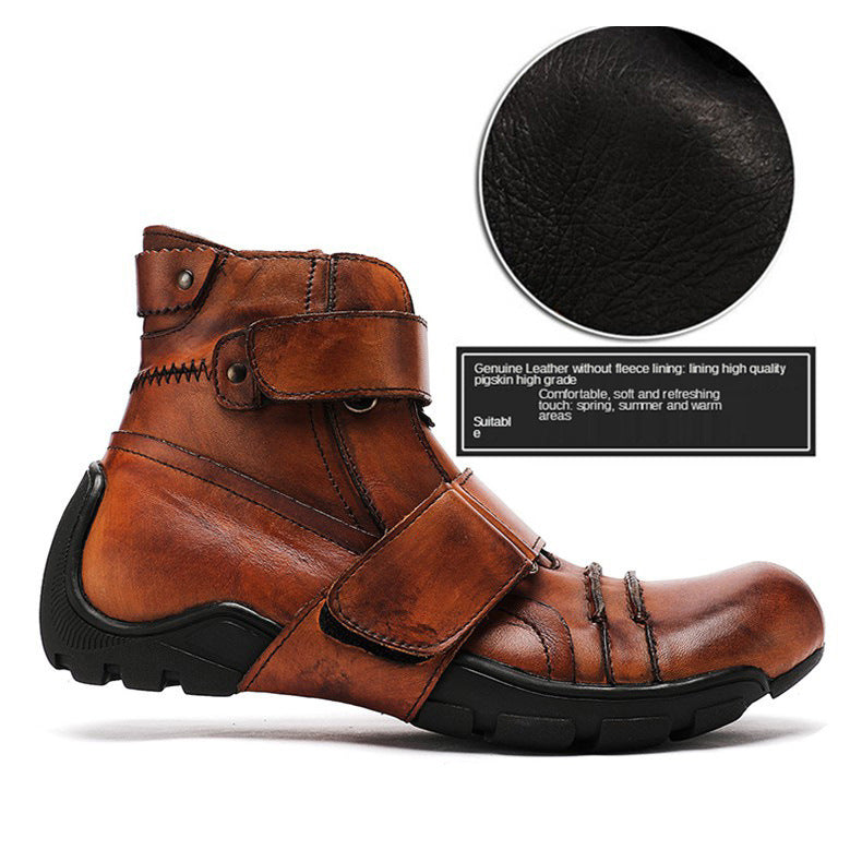 Western Boots Lightweight Cowboy Martin Boots Men's Leather Large Head Handmade