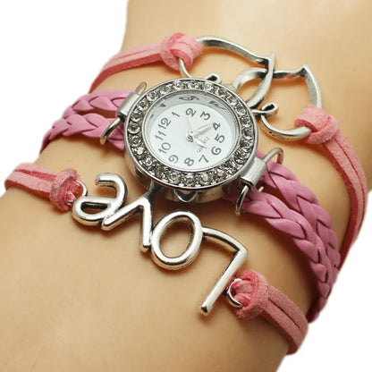 Woven Multi-layer Watch Alloy Love Double Heart-shaped Love Woven Multi-layer Watch
