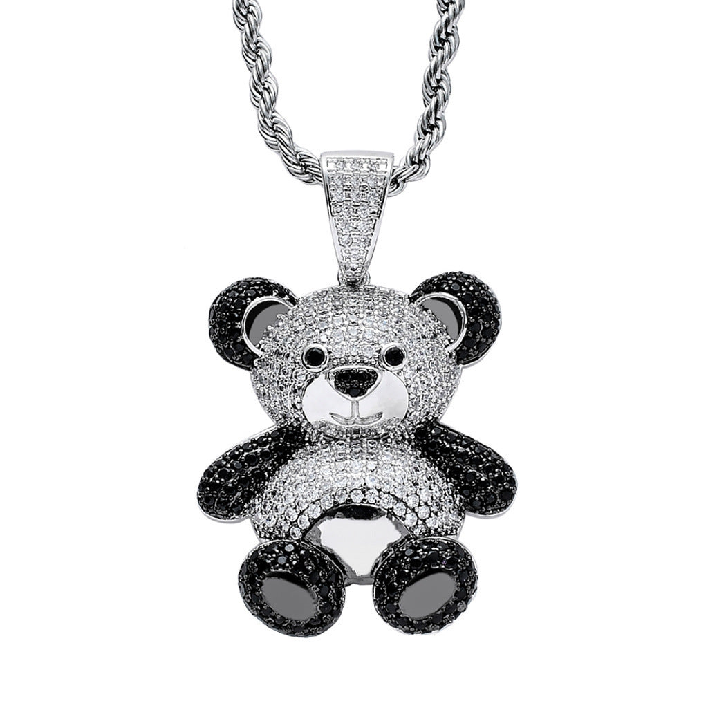 Explosive National Treasure Panda Pendant Micro-inlaid Zircon Unisex Hip Hop Necklace