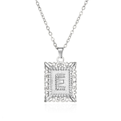 Stainless Steel 26 Letters Titanium Steel Square Pendant - sumet.shop