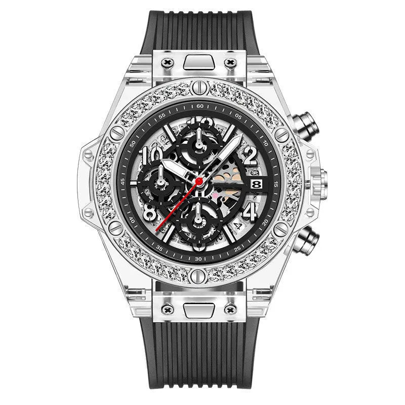 Watch Waterproof Diamond Inlaid Transparent Quartz Watch Waterproof