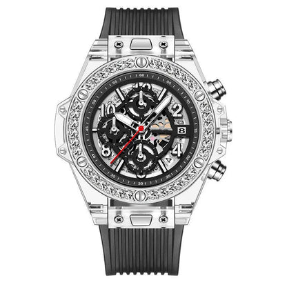 Watch Waterproof Diamond Inlaid Transparent Quartz Watch Waterproof