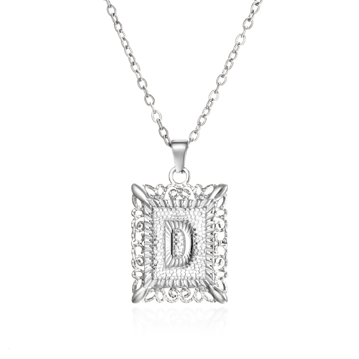 Stainless Steel 26 Letters Titanium Steel Square Pendant - sumet.shop