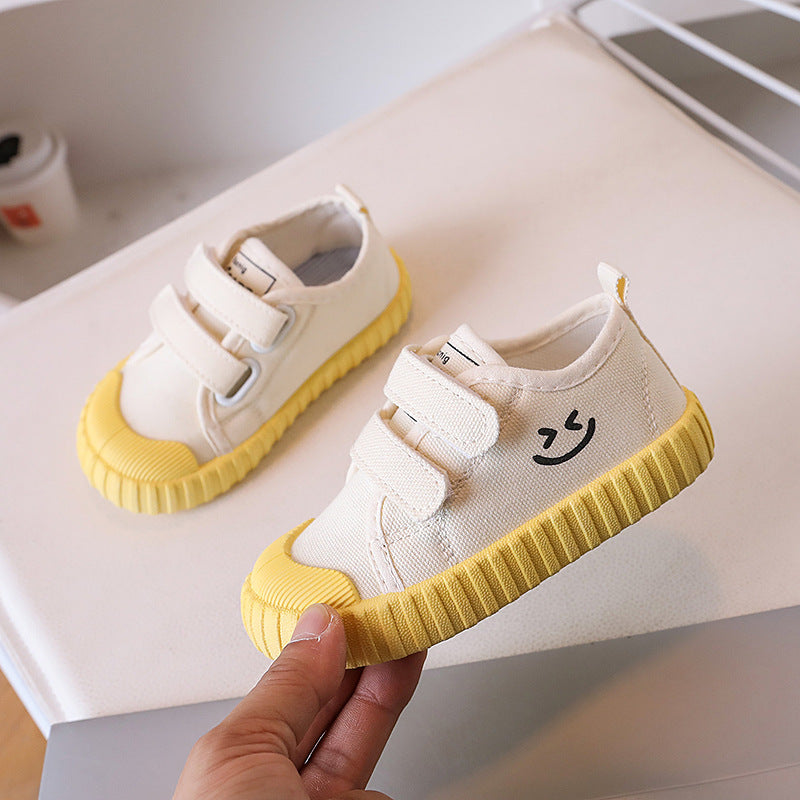 Children's Canvas Shoes Korean Smiley Casual Shoes Boys And Girls Shoes College Kindergarten Indoor Shoes