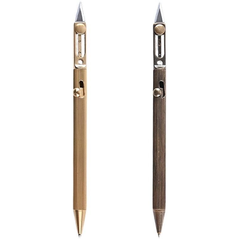 Brass Tactical Pen With Knife Signature Pen