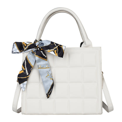 Women's Embossed Silk Scarf Bow Small Square Bag