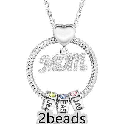 Mother's Day Gift Personalized Circle Pendant with Custom Beads Birthstone Pendant