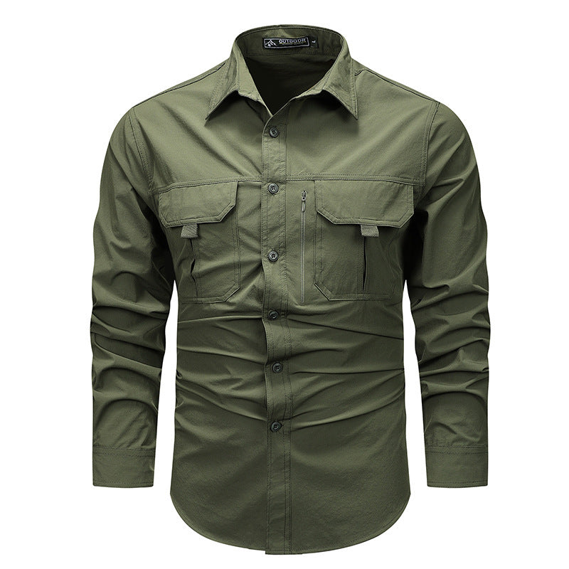 Shirt Men's Long-sleeved  Retro Workwear Shirt Men's Long-sleeved Spring Fashion Brand Casual Overshirt