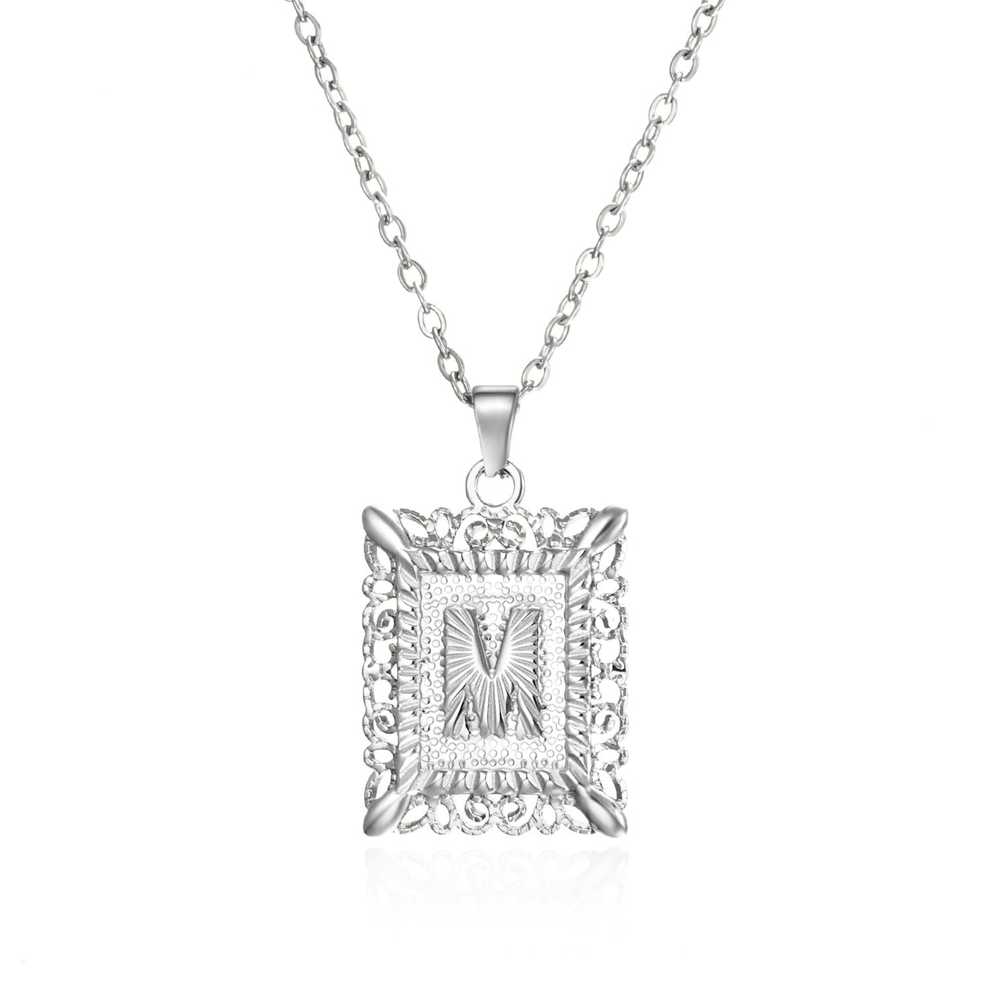 Stainless Steel 26 Letters Titanium Steel Square Pendant - sumet.shop