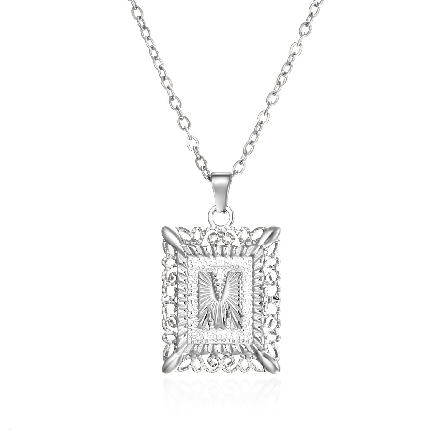 Stainless Steel 26 Letters Titanium Steel Square Pendant - sumet.shop