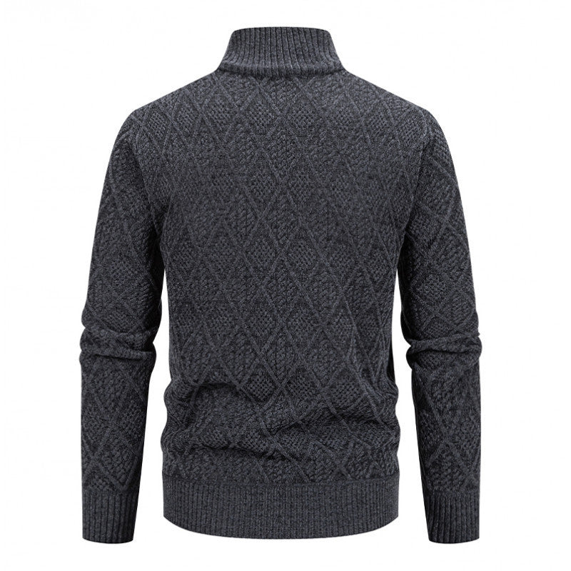 Sweater Coat Fall Winter Men Fleece-lined Casual Zipper