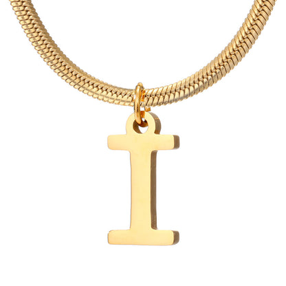 Chains Minimalist A-Z Letter Pendant Necklace For Women Stainless Steel Gold Color Snake Chains Jewelry Birthday Gift