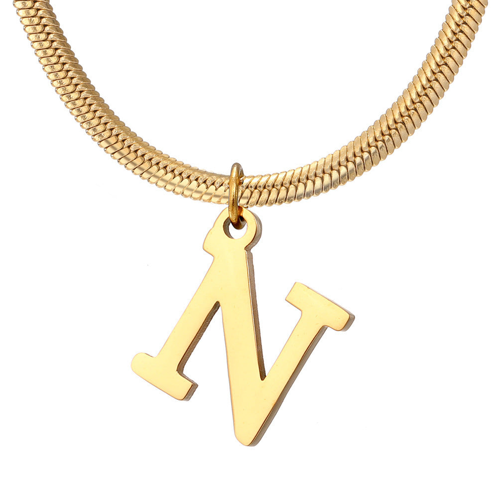 Chains Minimalist A-Z Letter Pendant Necklace For Women Stainless Steel Gold Color Snake Chains Jewelry Birthday Gift