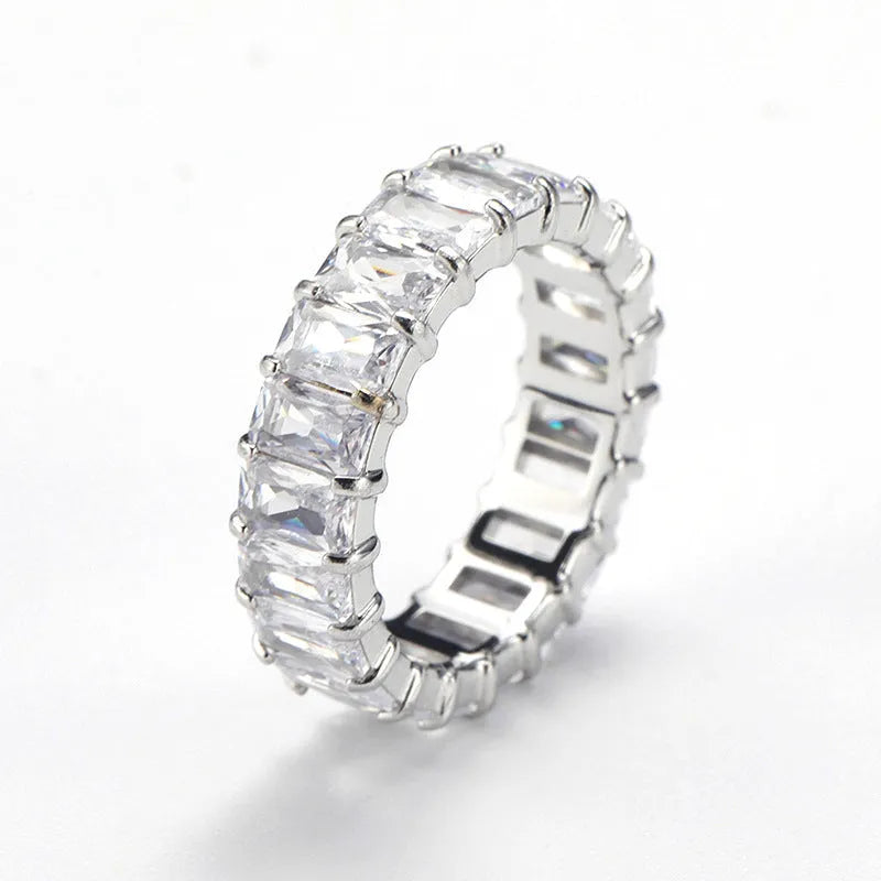 Titanium Steel Ring Niche Colorful Multi-color Zircon Titanium Steel Ring