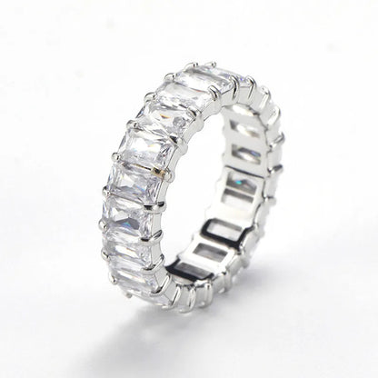 Titanium Steel Ring Niche Colorful Multi-color Zircon Titanium Steel Ring