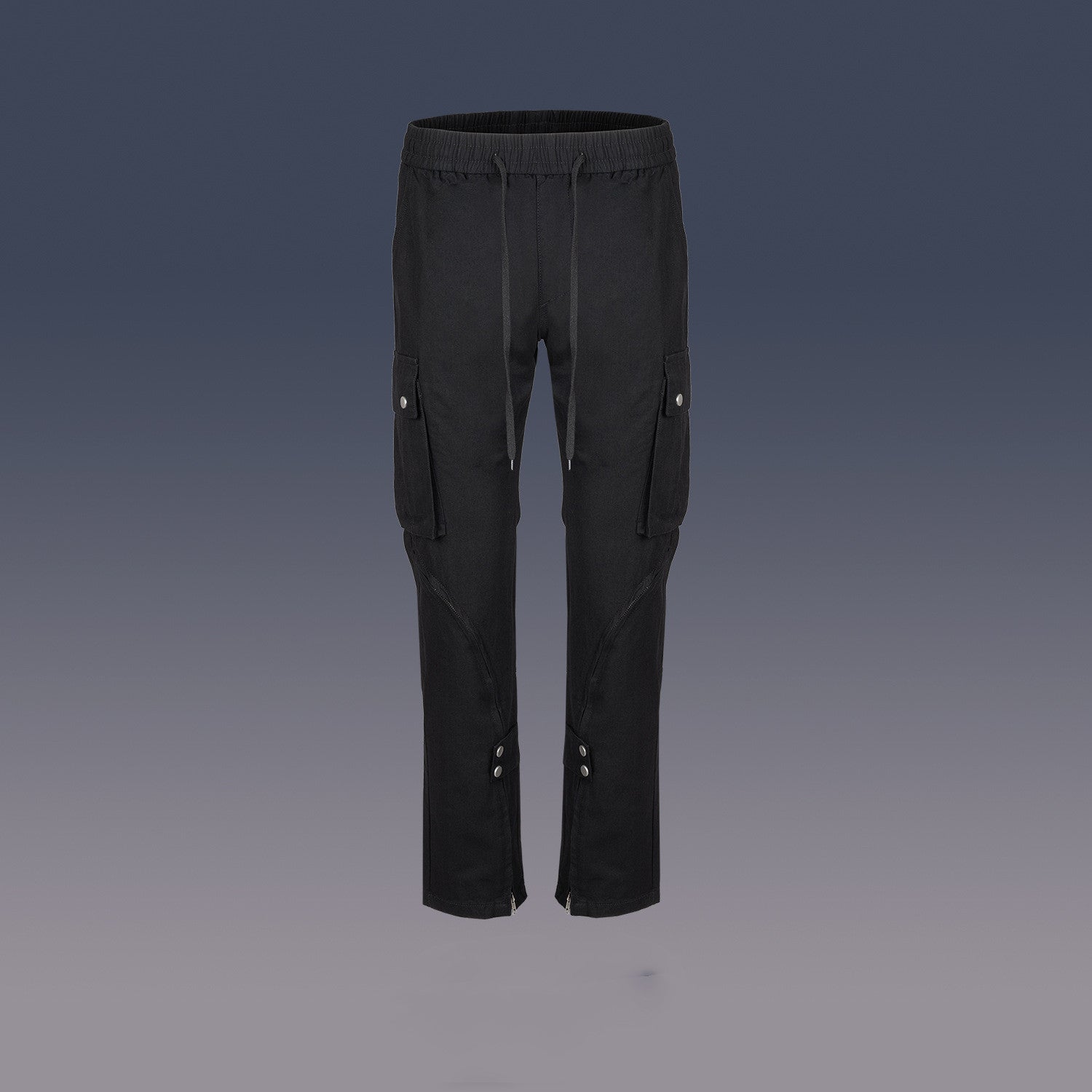 Men's Zip Button Hem Trousers Wide Foot Workwear