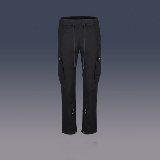 Men's Zip Button Hem Trousers Wide Foot Workwear