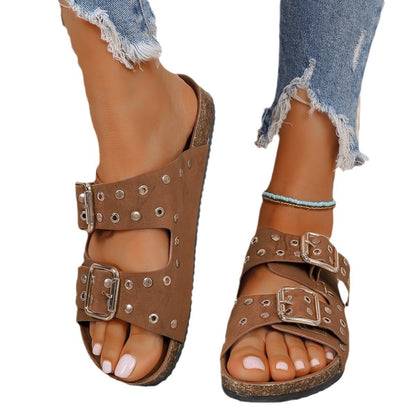 Outer Wear Shoes Women's Thick-soled Belt Buckle For Outer Wear Plus Size Beach Shoes
