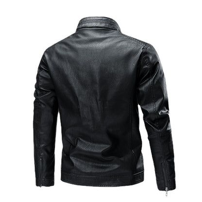 Leather Jacket Coat Spring And Autumn Cross-border Casual Men's Leather Clothing Stitching Motorcycle Retro Fashion Leather Jacket Coat