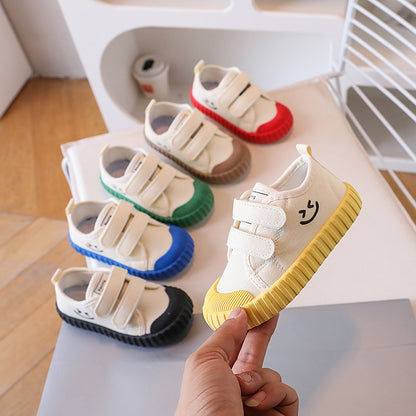 Children's Canvas Shoes Korean Smiley Casual Shoes Boys And Girls Shoes College Kindergarten Indoor Shoes