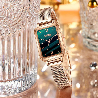 Korean Version Trend Square Head Green Plate Watch Set - sumet.shop