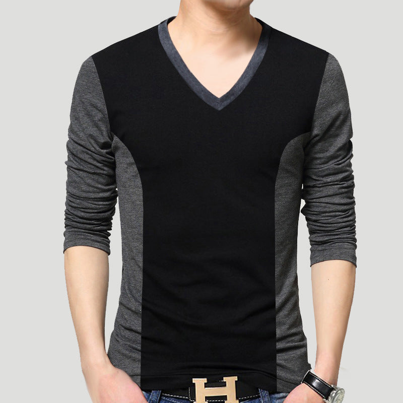 Men's Fashion Casual Collision Color Long-sleeved T-shirt