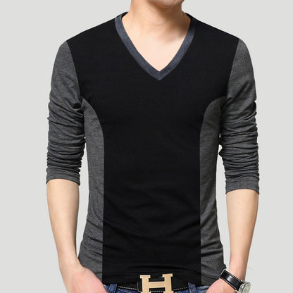 Men's Fashion Casual Collision Color Long-sleeved T-shirt