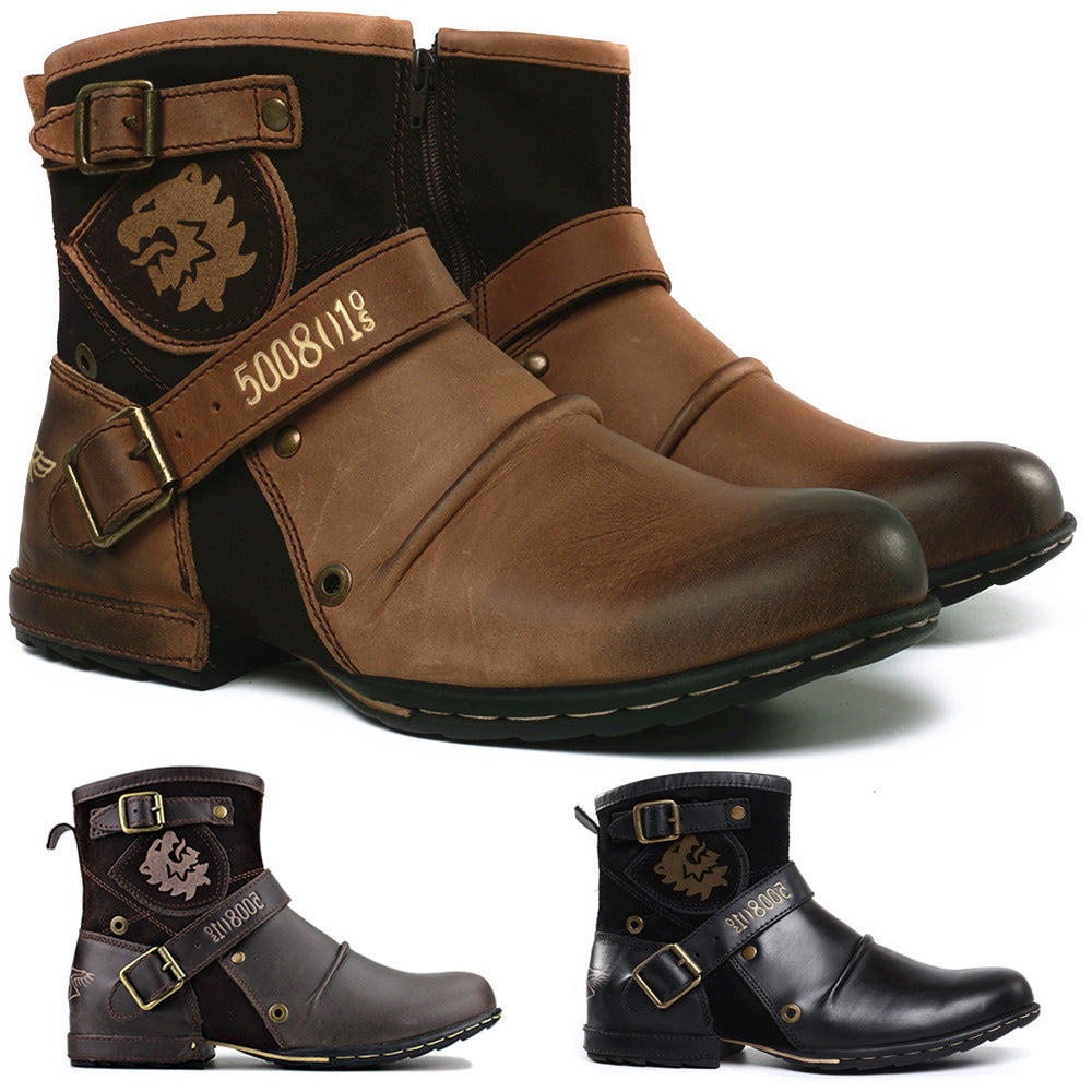 Martin Shoes Men Western Denim Color Changing Martin Shoes Men