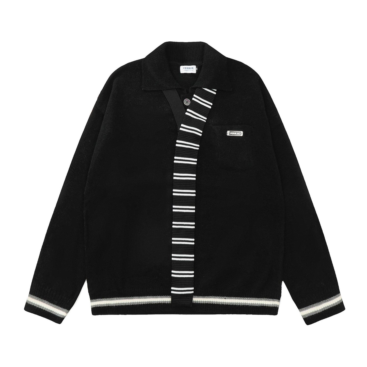 American Preppy-Style Color-Block Striped Knit Sweater