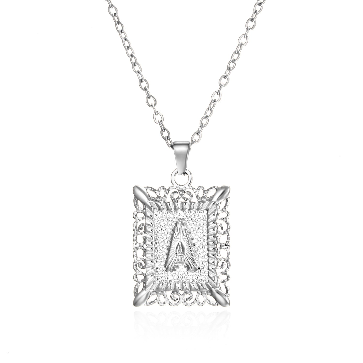 Stainless Steel 26 Letters Titanium Steel Square Pendant - sumet.shop
