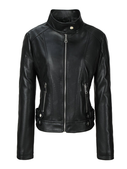 Plus-size Womens Slim-fit Stand-up Collar Jacket