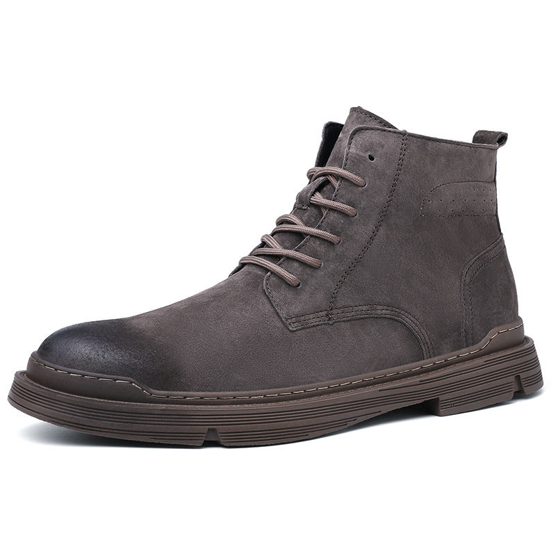 Leather Boots Round Toe Top Layer Cowhide Casual Men's Leather Boots