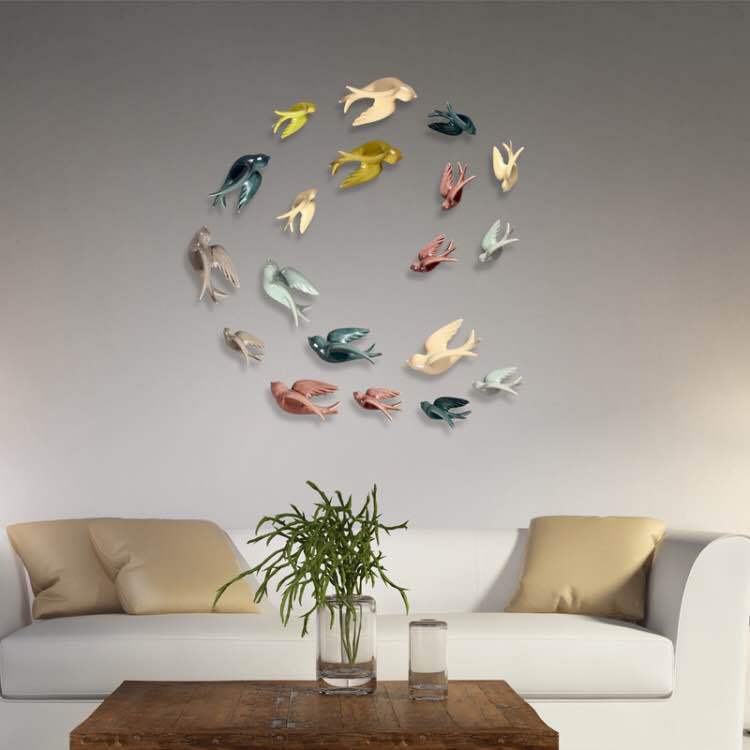 European Style Wall Hanging Decoration Soft Ceramic Wall Bird