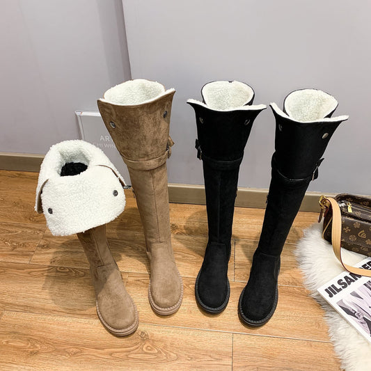 Thick-heeled Over-the-knee Plus Fleece Snow Boots