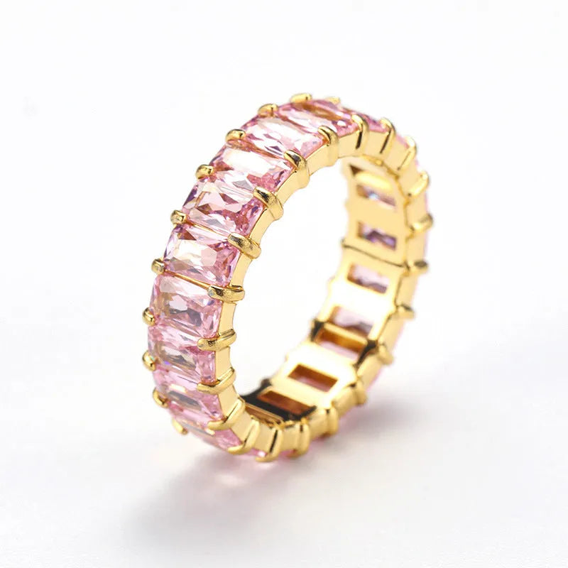Titanium Steel Ring Niche Colorful Multi-color Zircon Titanium Steel Ring
