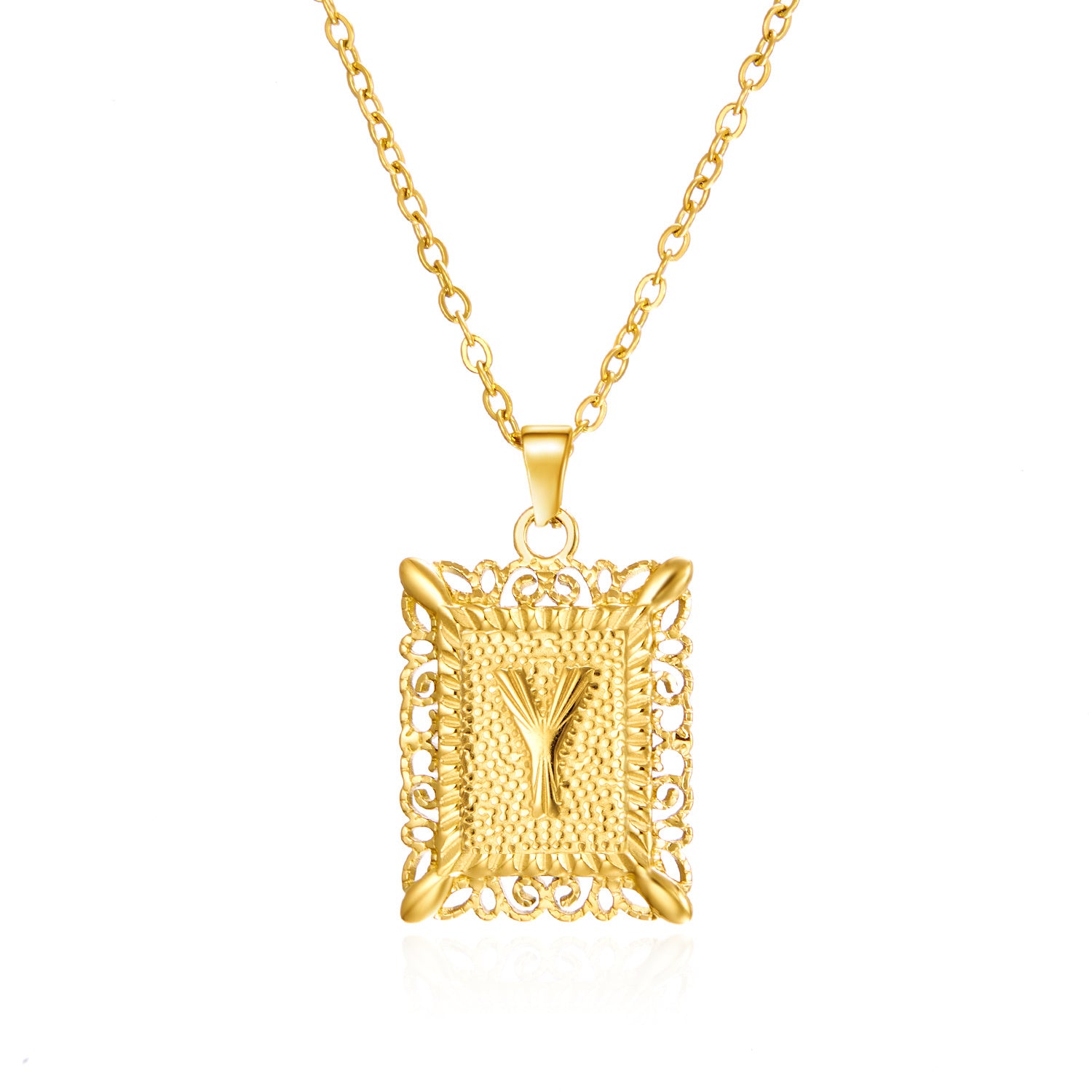 Stainless Steel 26 Letters Titanium Steel Square Pendant - sumet.shop