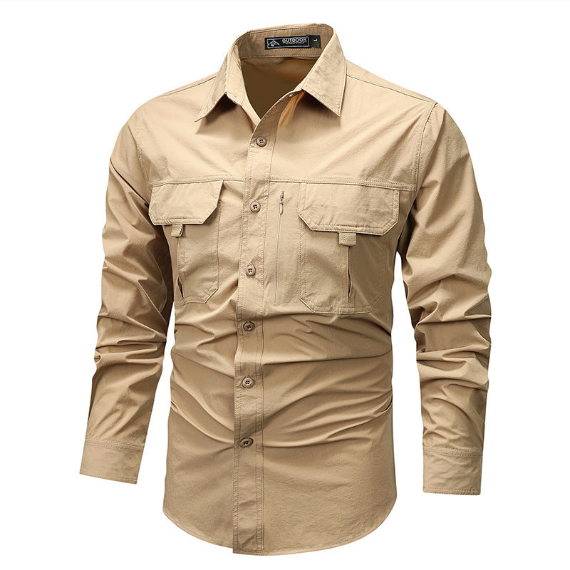 Shirt Men's Long-sleeved  Retro Workwear Shirt Men's Long-sleeved Spring Fashion Brand Casual Overshirt