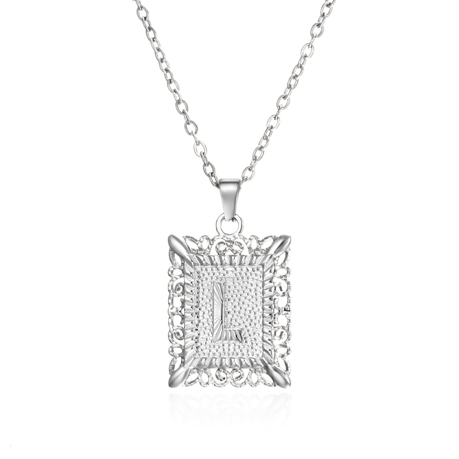 Stainless Steel 26 Letters Titanium Steel Square Pendant - sumet.shop