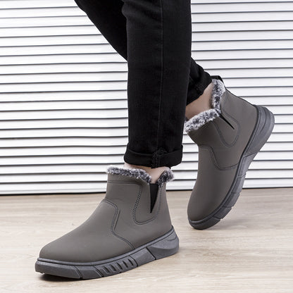 Winter Snow Boots woman V Cutout Shoes With Plush Ankle Boots