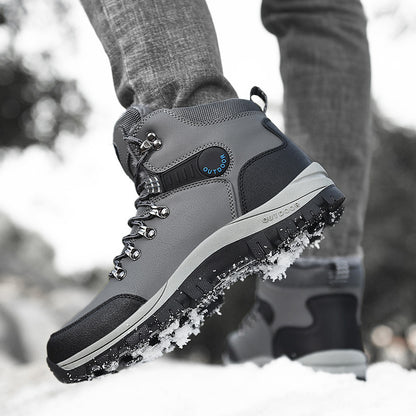 Boots Hiking Lace-up Shoes Winter Snow Boots Men Warm Plush Ankle Boots Hiking Lace-up Shoes