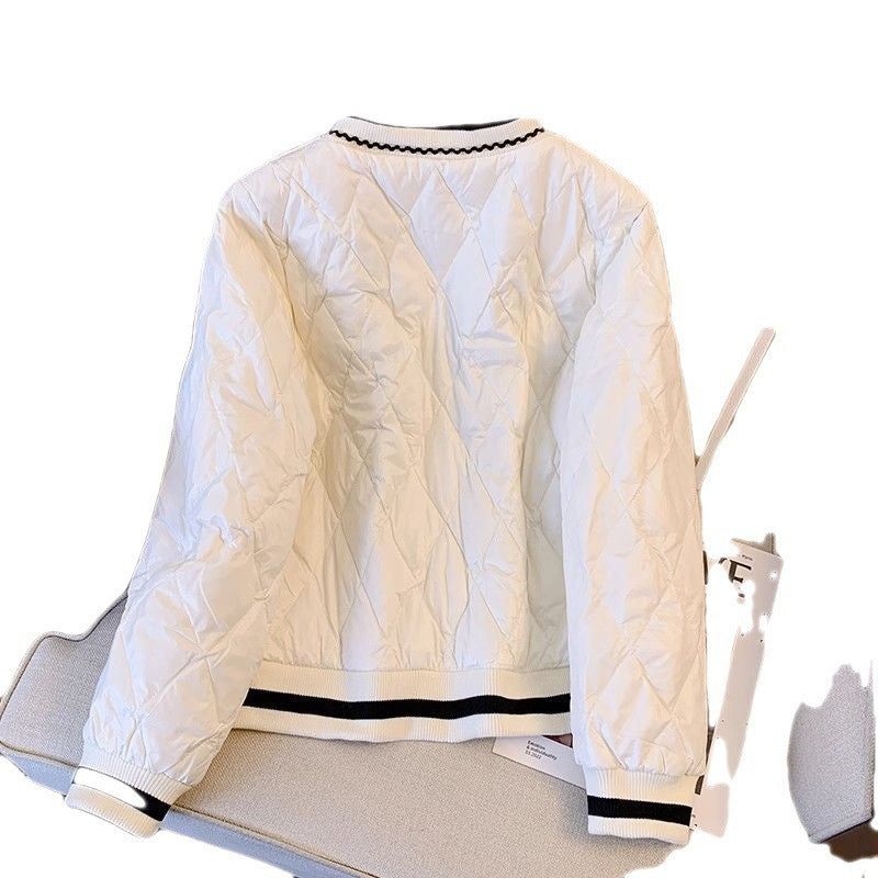 Lightweight White Baseball-style Down Jacket