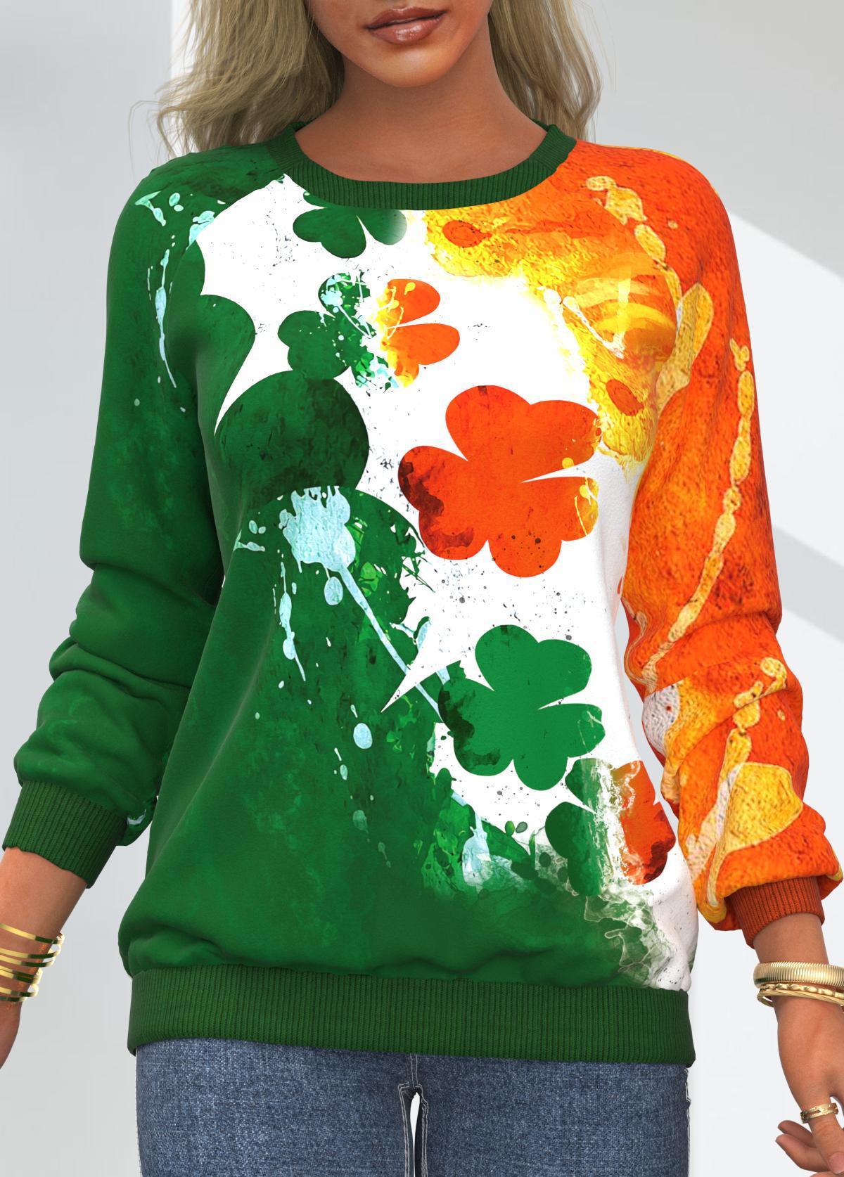 Women's Sweatshirt Tie Dye Print Crew Neck Raglan Casual Loose Sweatshirt