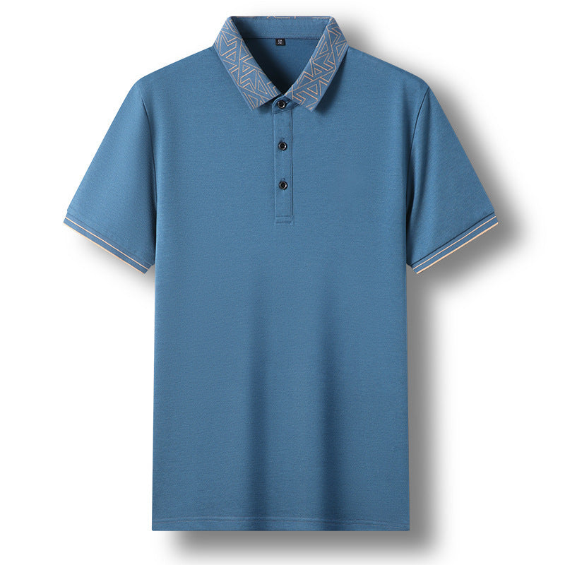 Polo Collar  T-shirt Men's Polo Collar Solid Color Thin