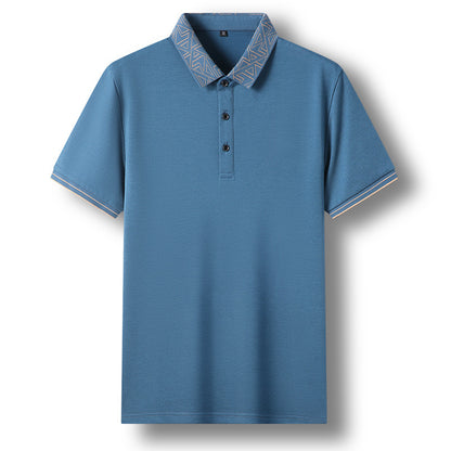 Polo Collar  T-shirt Men's Polo Collar Solid Color Thin