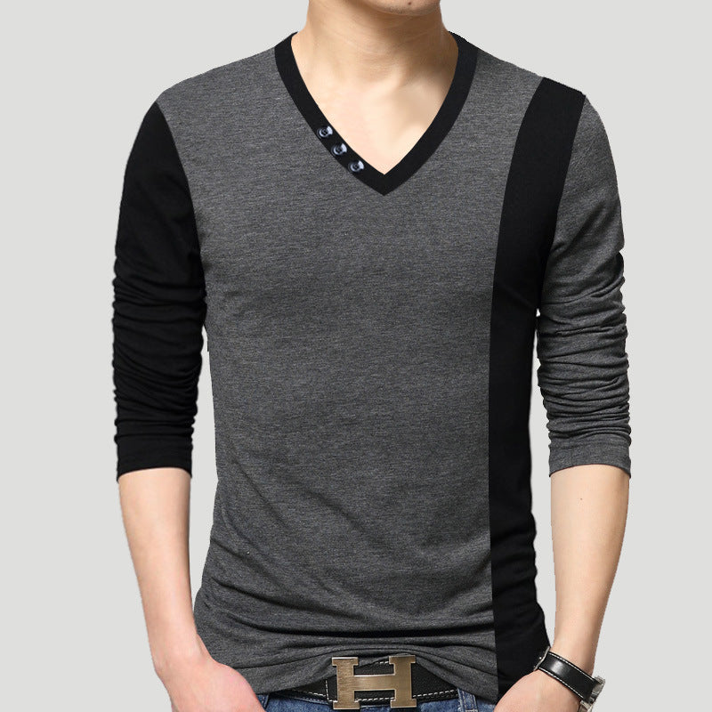Men's Fashion Casual Collision Color Long-sleeved T-shirt