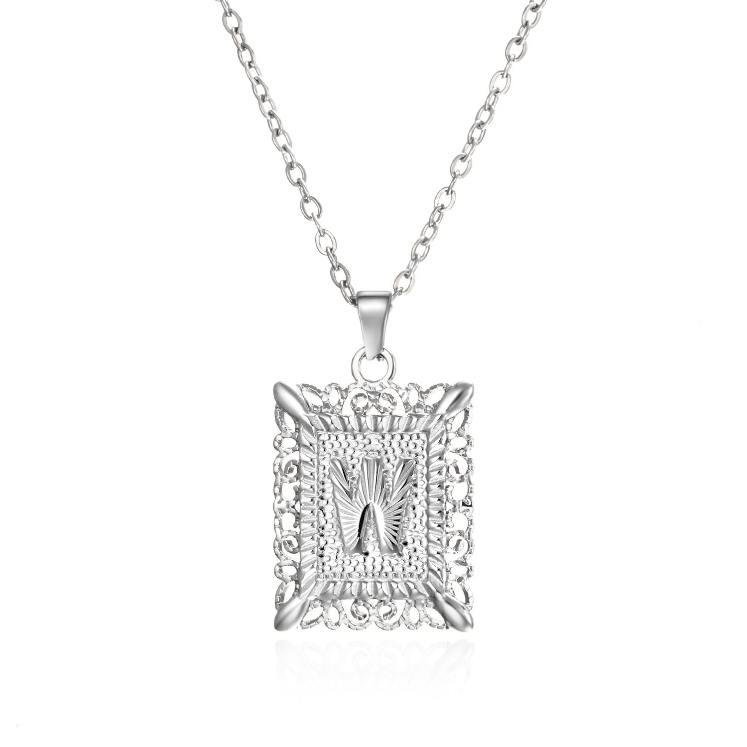 Stainless Steel 26 Letters Titanium Steel Square Pendant - sumet.shop