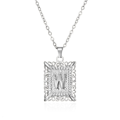 Stainless Steel 26 Letters Titanium Steel Square Pendant - sumet.shop
