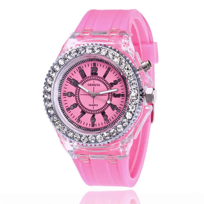 Bracelet Watches LED Luminous Watches Geneva Women Quartz Watch Women Ladies Silicone Bracelet Watches