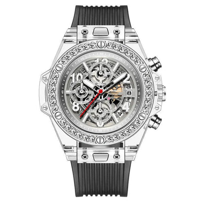 Watch Waterproof Diamond Inlaid Transparent Quartz Watch Waterproof